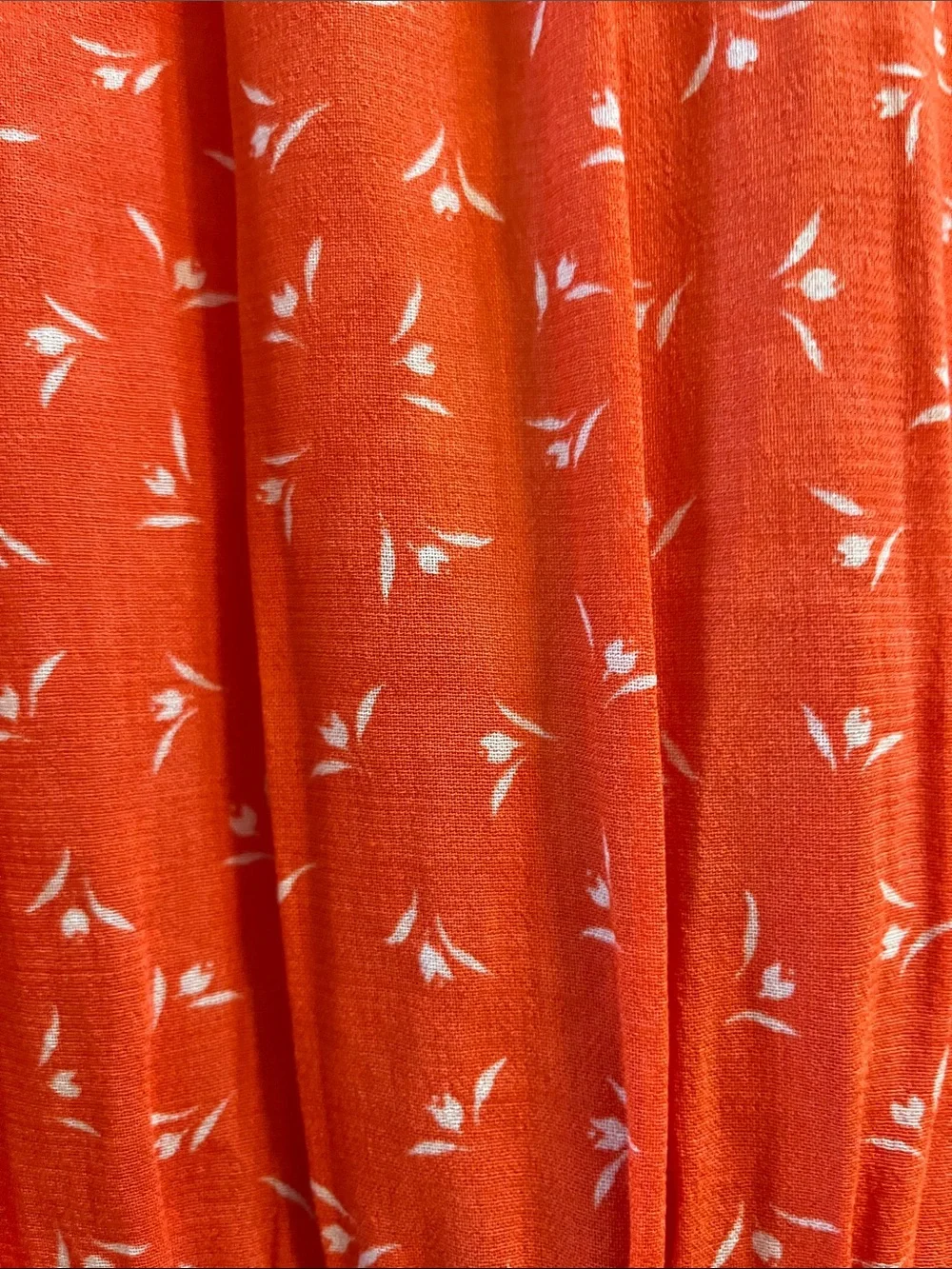 Free People Coral Orange  Printed Button-Front Peplum Blouse